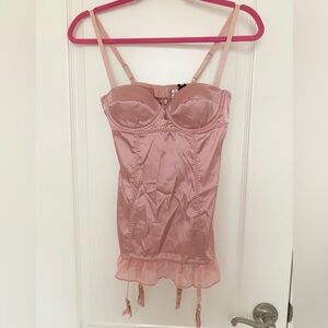 NWT Victoria’s Secret Sexy Little Things Blush Pink Satin Chemise with Garters